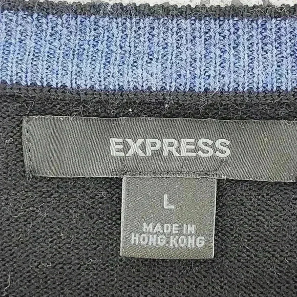 Express 100% Merino wool crewneck striped men's L - Picture 4 of 6